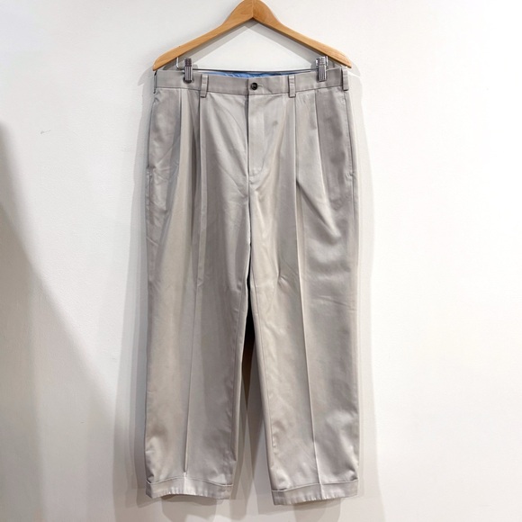 NWOT Brooks Brothers Pleated Dress Pants Men’s W35 L30 Khaki Beige Cotton - Picture 1 of 12